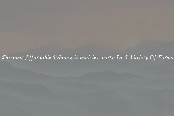 Discover Affordable Wholesale vehicles worth In A Variety Of Forms
